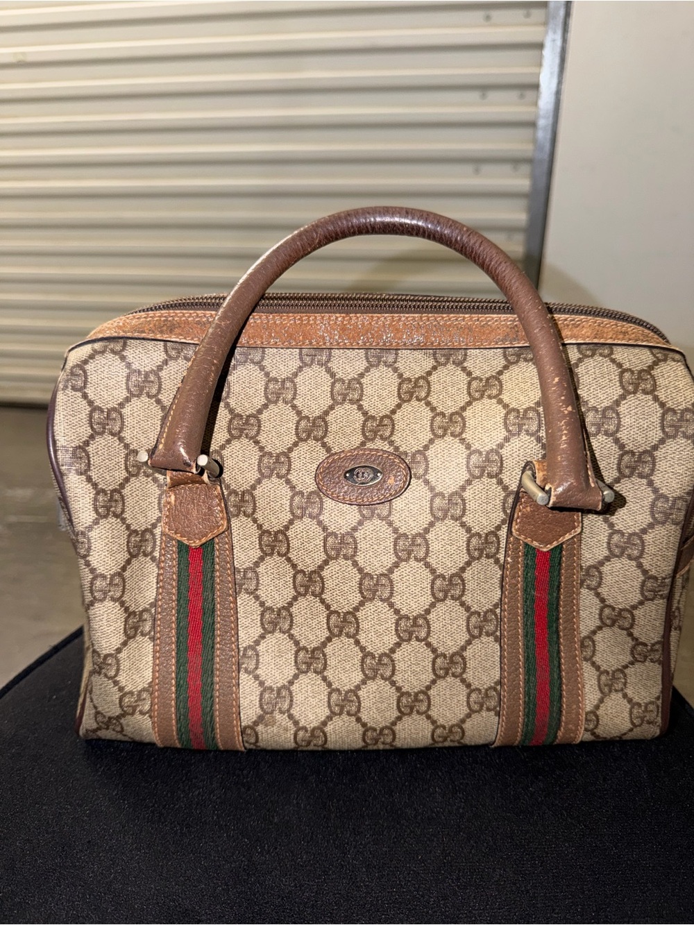 Vintage Gucci GG Supreme Web Sherry Line Boston bag